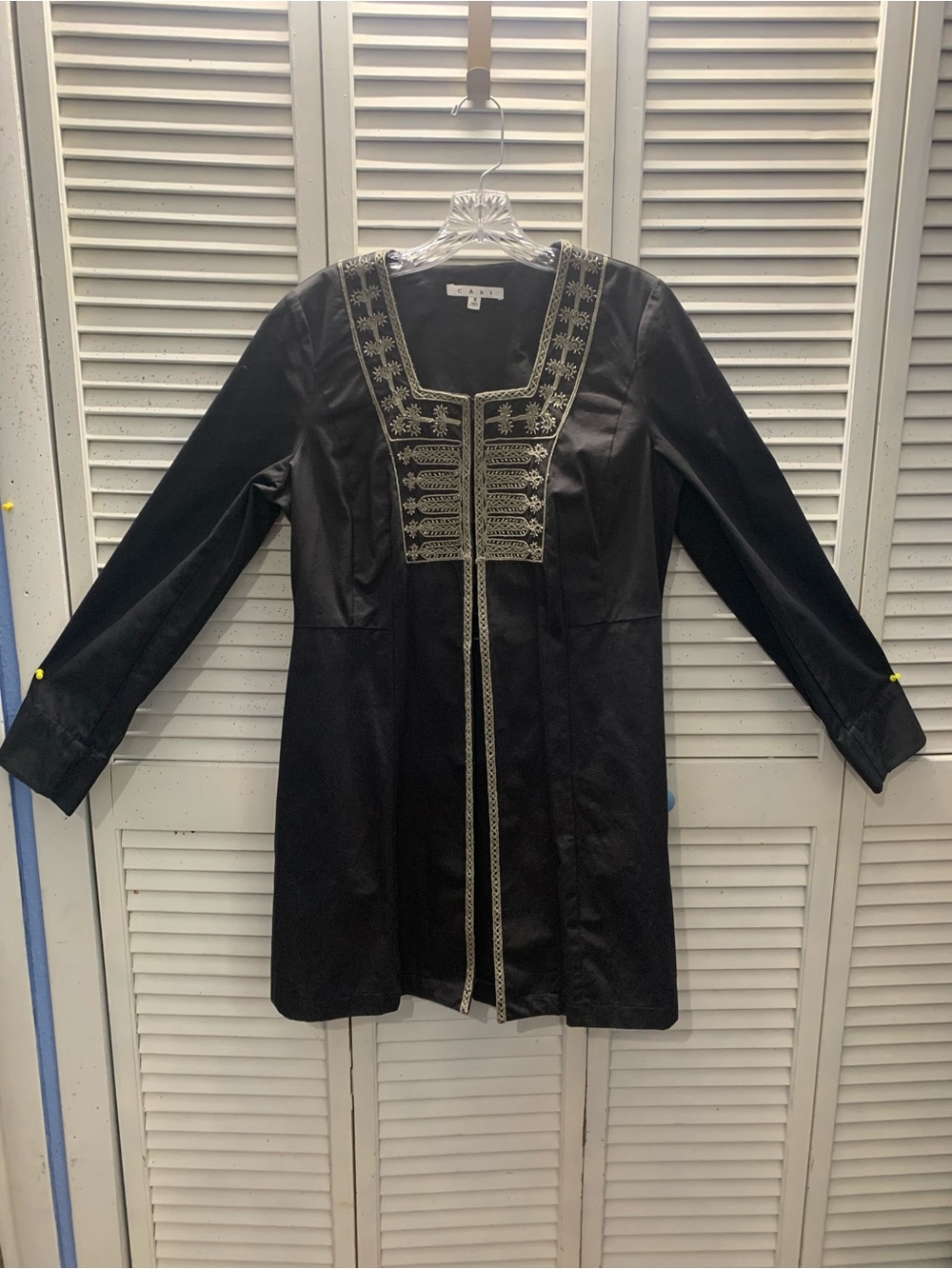 CAbi Turkish Delight Black Tunic Jacket with Gold Embroidered Trim
